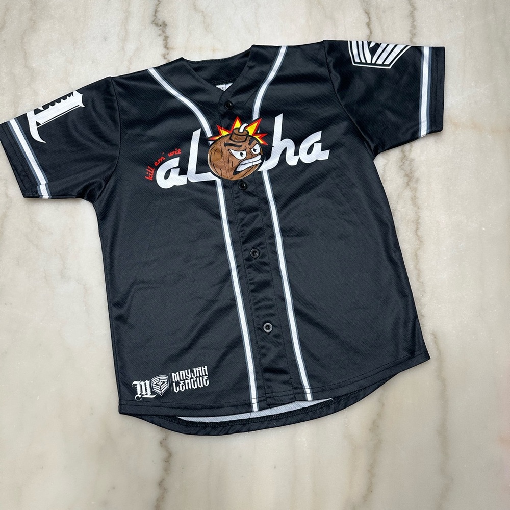 MAYJAH LEAGUE HAWAI’i • ALOHA Button Down Graphic Jersey - Youth Kids XS (6/7)
